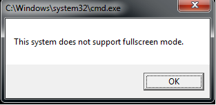 This System does not support full screen mode